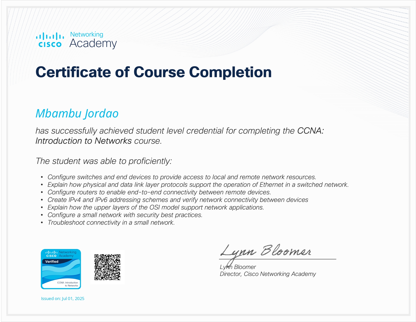 Certification CCNA - Introduction to Networks