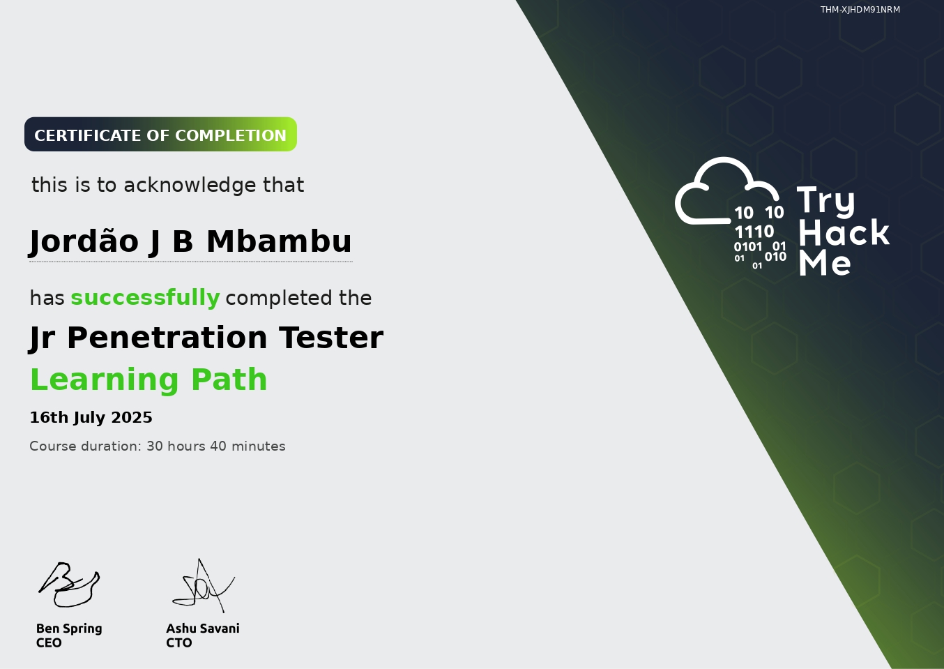 Certification Jr Penetration Tester